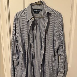 Ralph Lauren Men's Navy and White Striped Shirt
